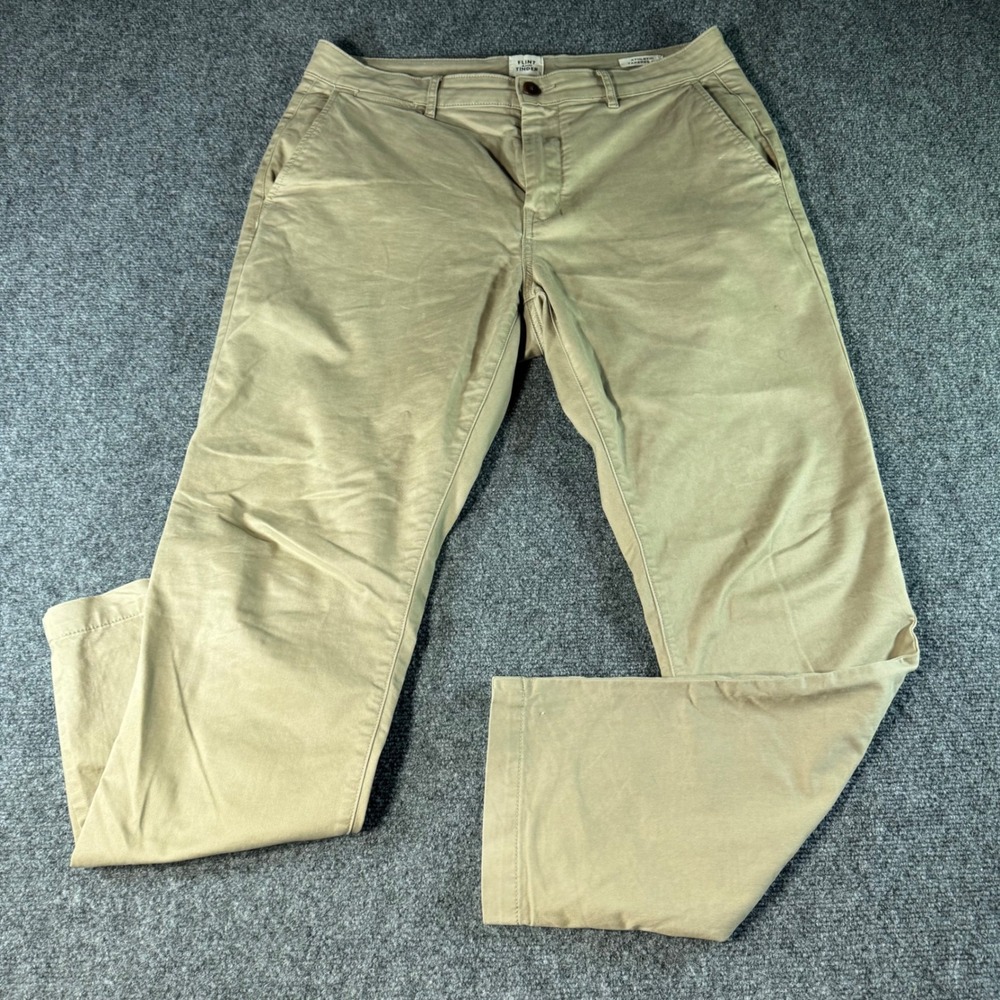 Flint and Tinder 365 Pant Mens 33x30 Khaki Tan Athletic Tapered Fit Chinos